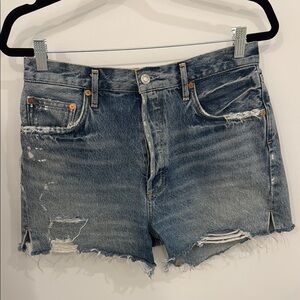 Agolde Blue Distressed Jean Shorts